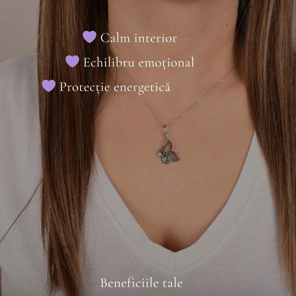 Colier argint 925 cu Turcoaz Spinny Oyster fluture – transformare si echilibru [3]