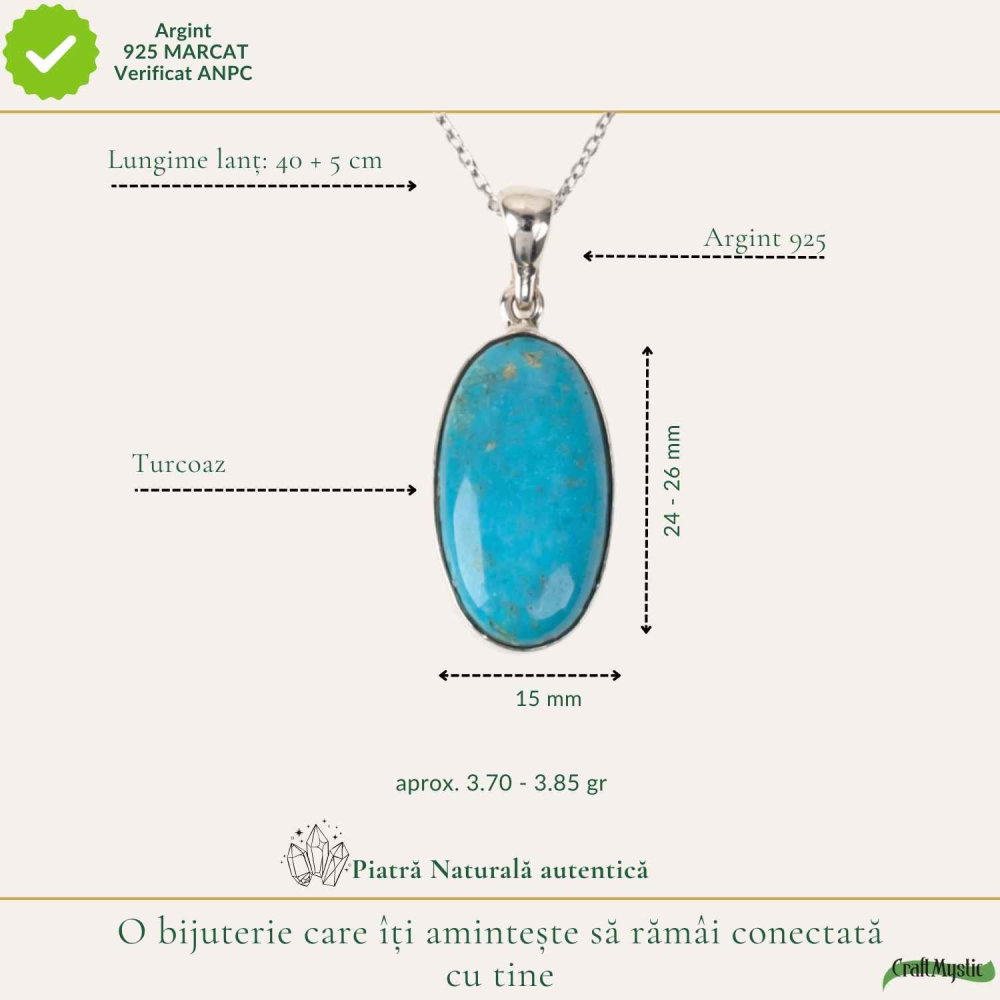 Colier argint 925 cu Turcoaz oval – Protectie si echilibru interior [4]