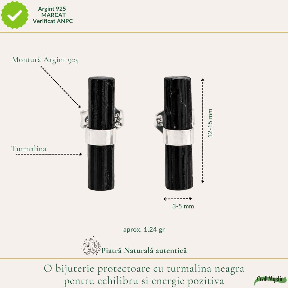 Cercei Argint 925 cu Turmalina Neagra – Protectie si Echilibru Zilnic [4]