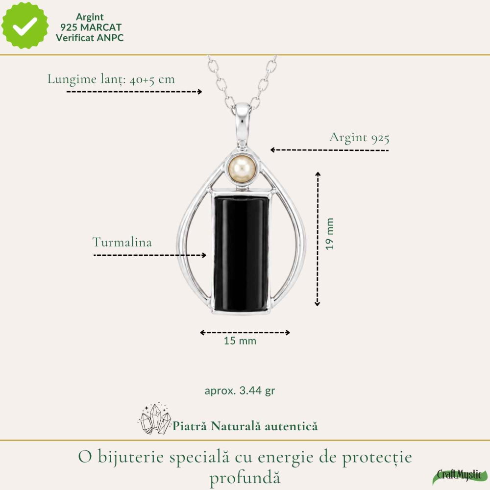 Colier Argint 925 cu Turmalina Naturala Lacrima – Protectie si Echilibru Interior [4]