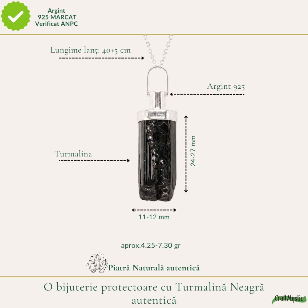 Colier Argint 925 cu Turmalina Naturala – Protectie si Echilibru Energetic [4]