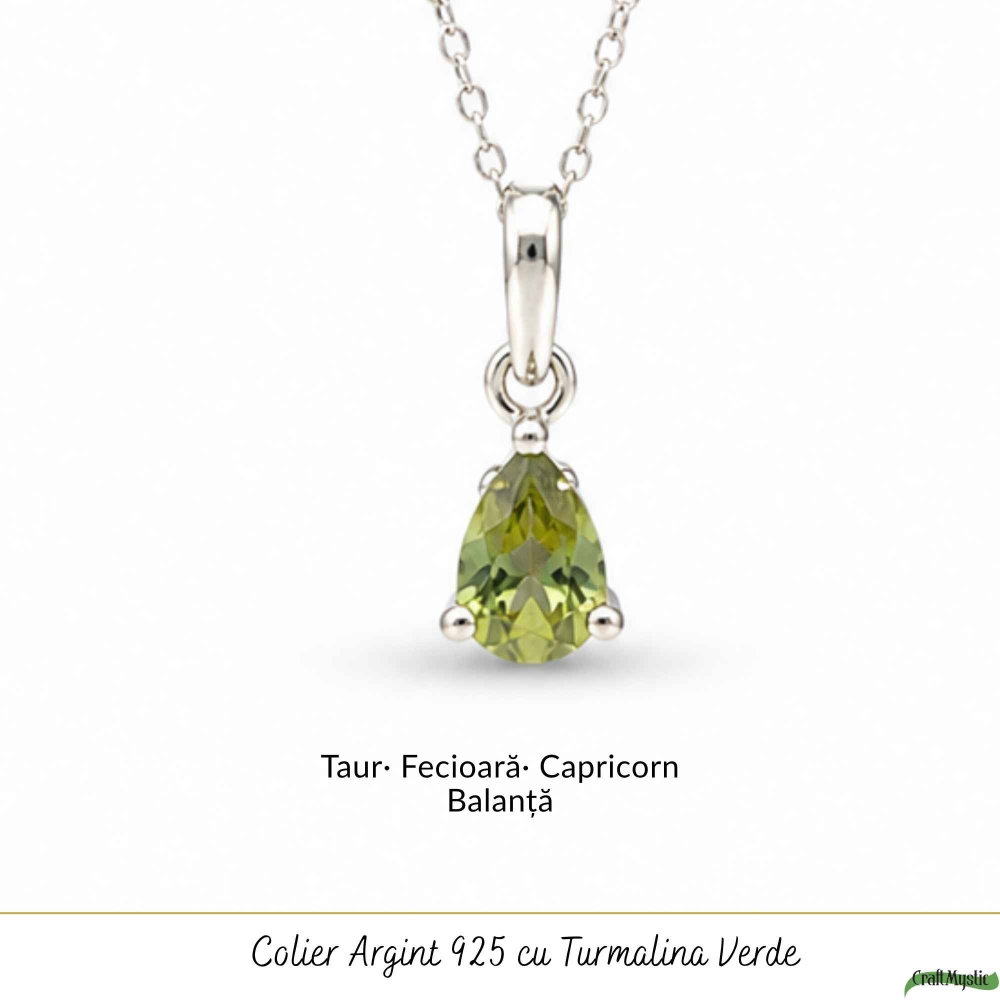 Colier Argint 925 cu Turmalina Verde Lacrima – Echilibru si Energie Naturala [5]
