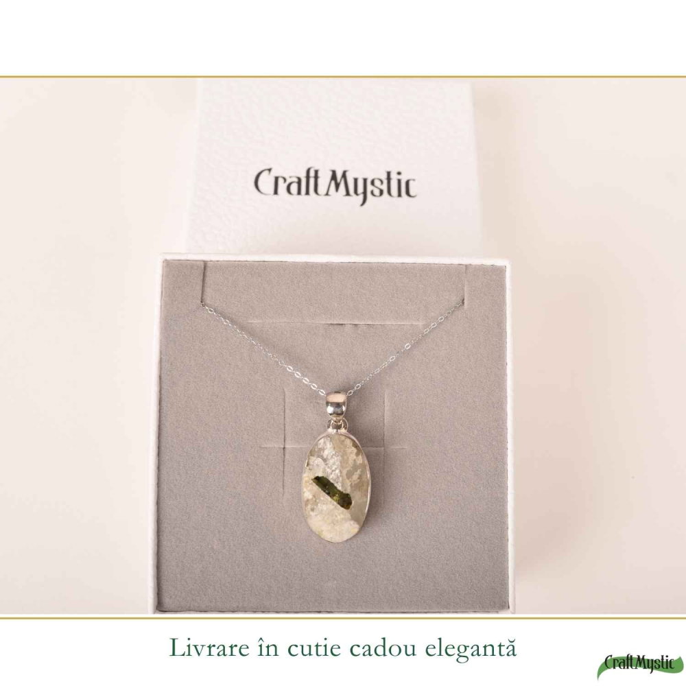 Colier Argint 925 cu Turmalina Verde si Cuart Oval – Armonie si Energie Pozitiva [6]