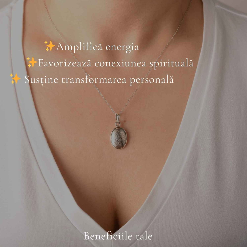 Colier Argint 925 cu Meteorit Oval – Curaj si Energie Cosmica [3]