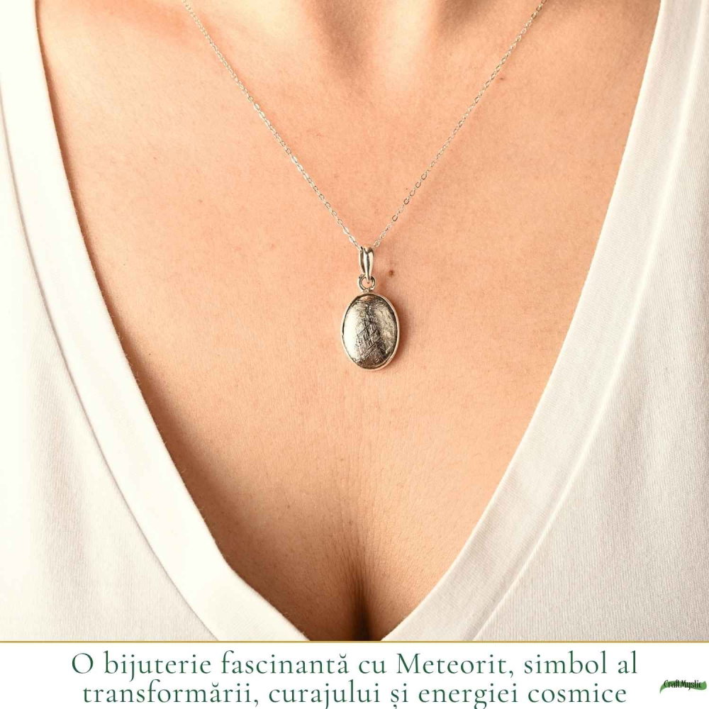 Colier Argint 925 cu Meteorit Oval – Curaj si Energie Cosmica [2]
