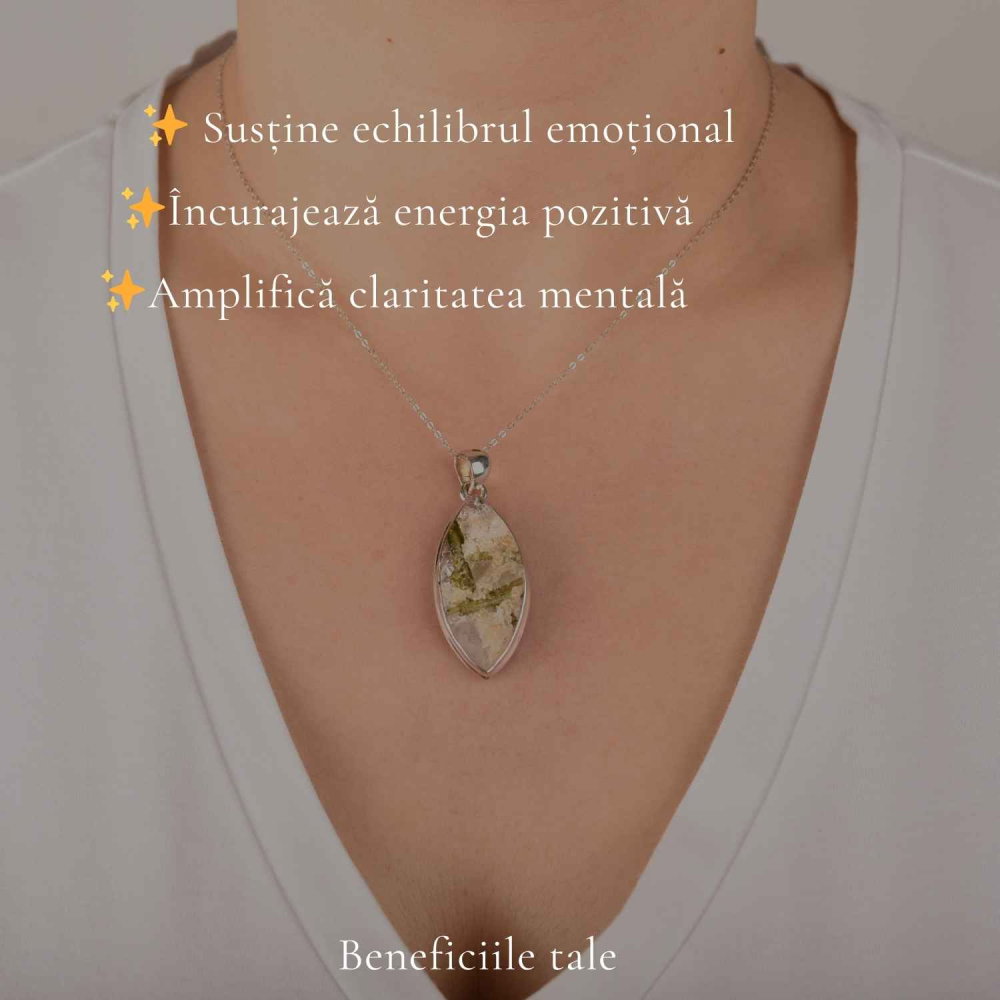 Colier Argint 925 cu Turmalina Verde si Cuart – Armonie si Energie Naturala [3]