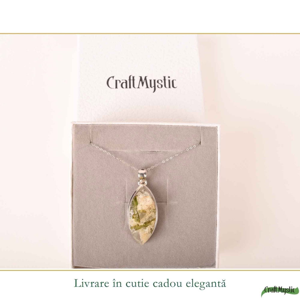 Colier Argint 925 cu Turmalina Verde si Cuart – Armonie si Energie Naturala [6]