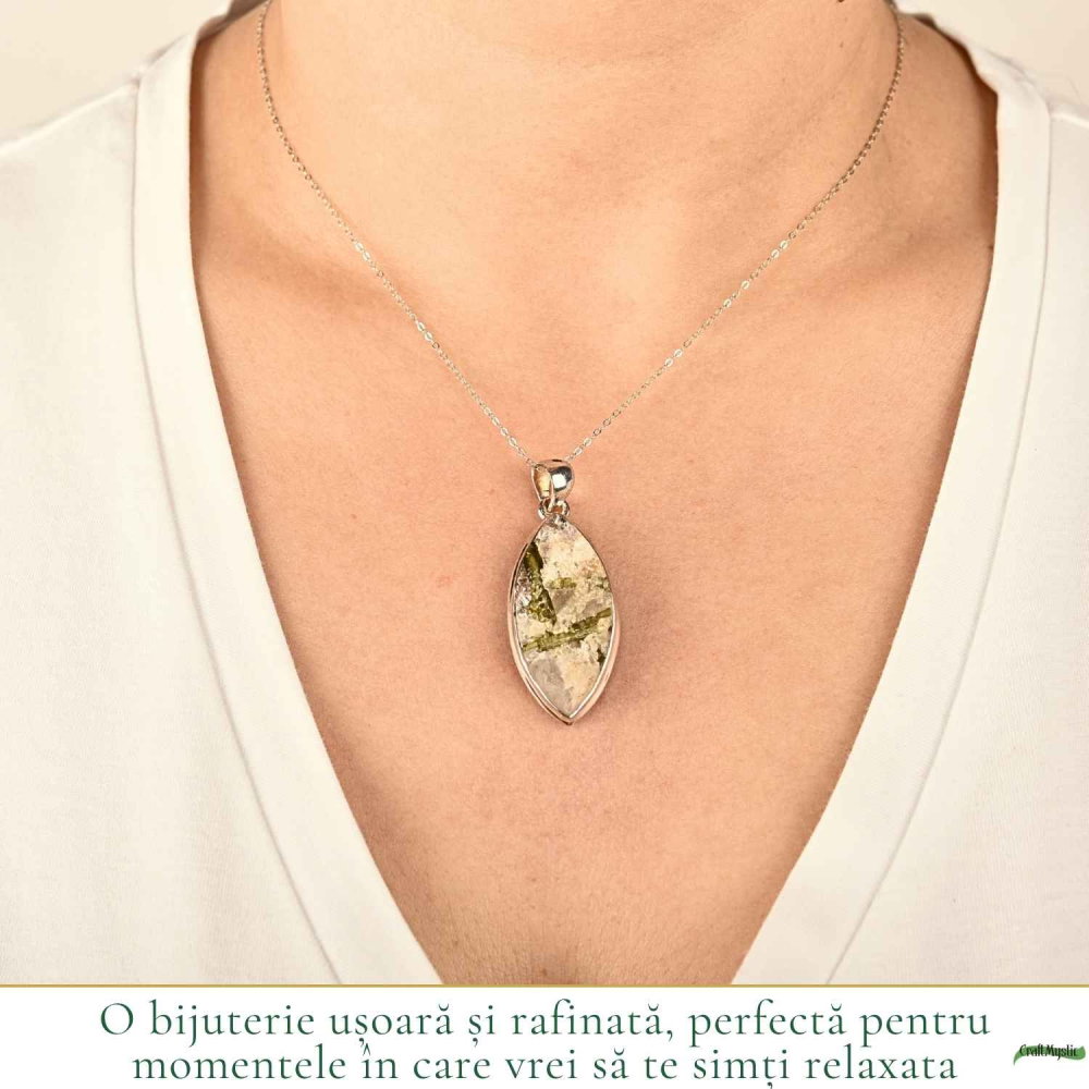 Colier Argint 925 cu Turmalina Verde si Cuart – Armonie si Energie Naturala [2]