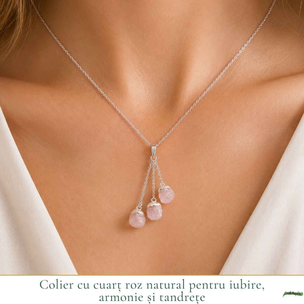 Colier cu Cuart Roz Brut Natural – Iubire, Armonie si Feminitate [2]