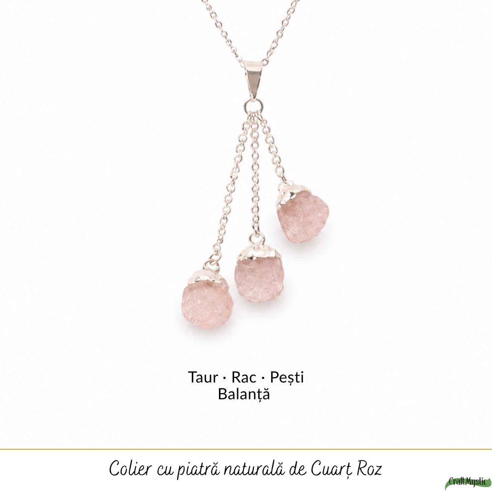 Colier cu Cuart Roz Brut Natural – Iubire, Armonie si Feminitate [5]
