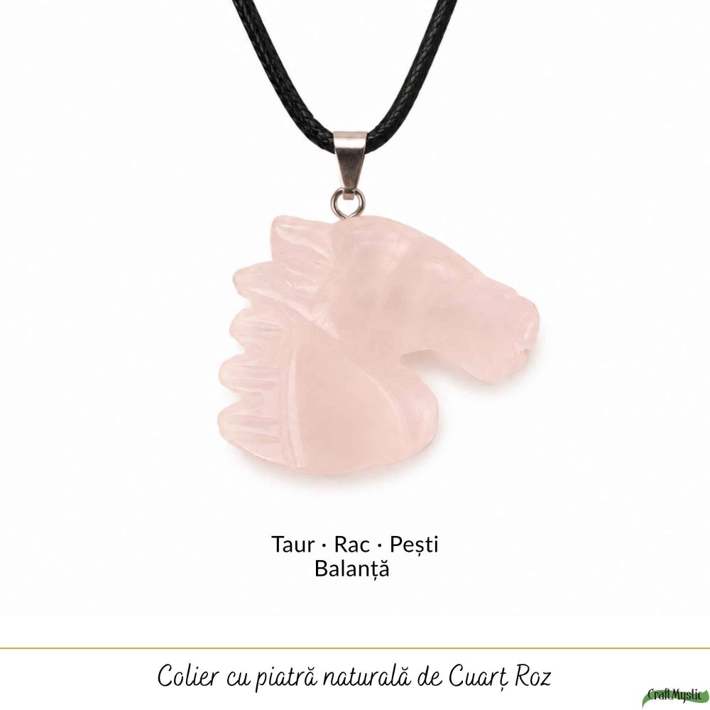 Colier cu Cuart Roz Natural in Forma de Cal – Iubire, Blandete si Libertate [5]