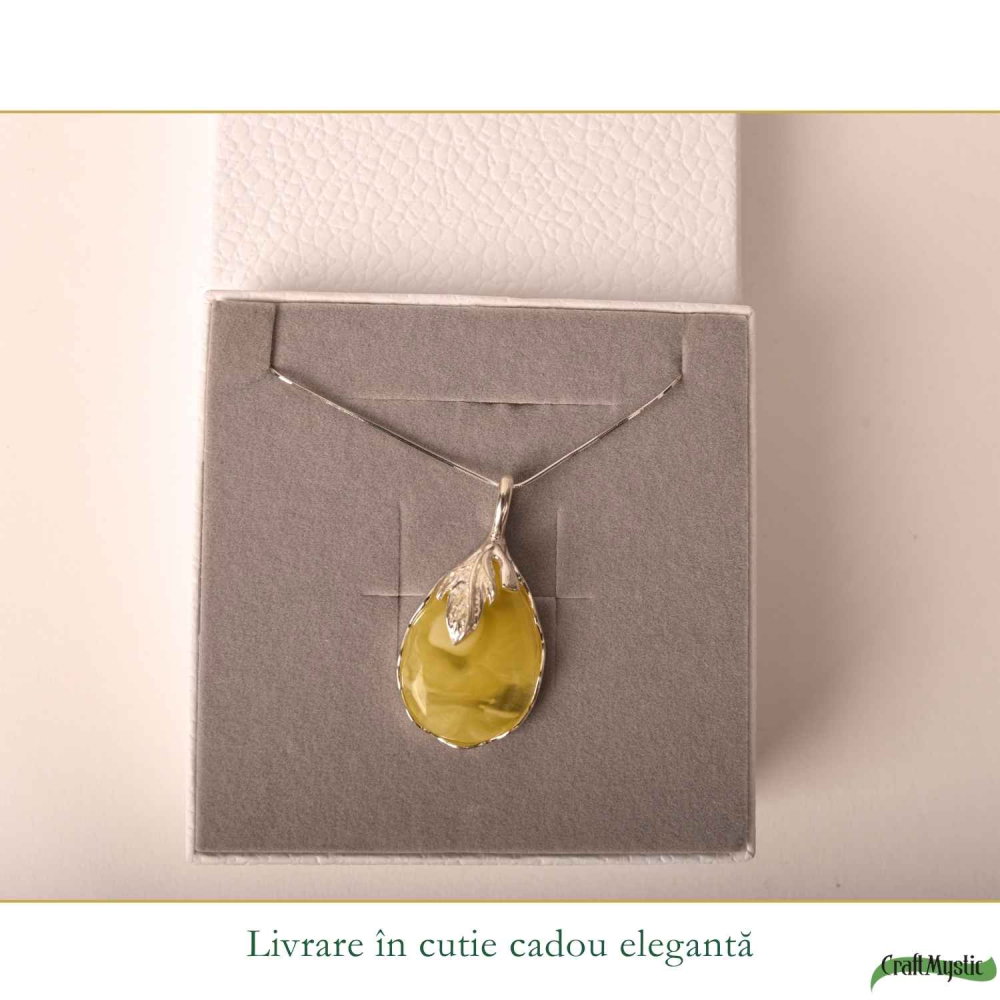 Colier Argint 925 Lacrima cu Chihlimbar Galben – Protectie si Energie Pozitiva [6]