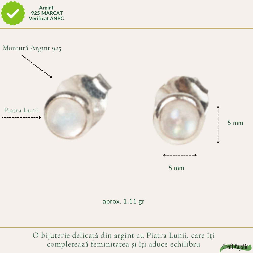 Cercei Argint 925 cu Piatra Lunii Bobita – Intuitie si Feminitate Delicata [4]