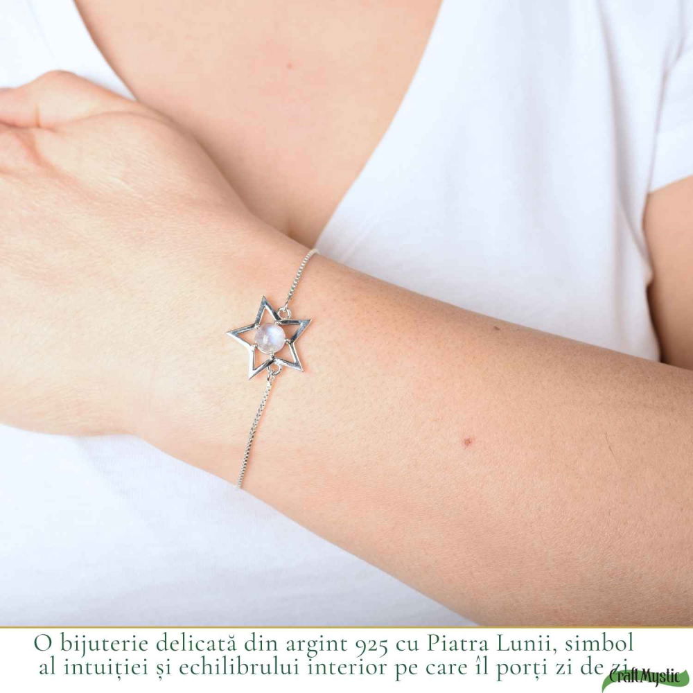Bratara Argint 925 cu Piatra Lunii Stea – Intuitie si Echilibru Feminin [2]