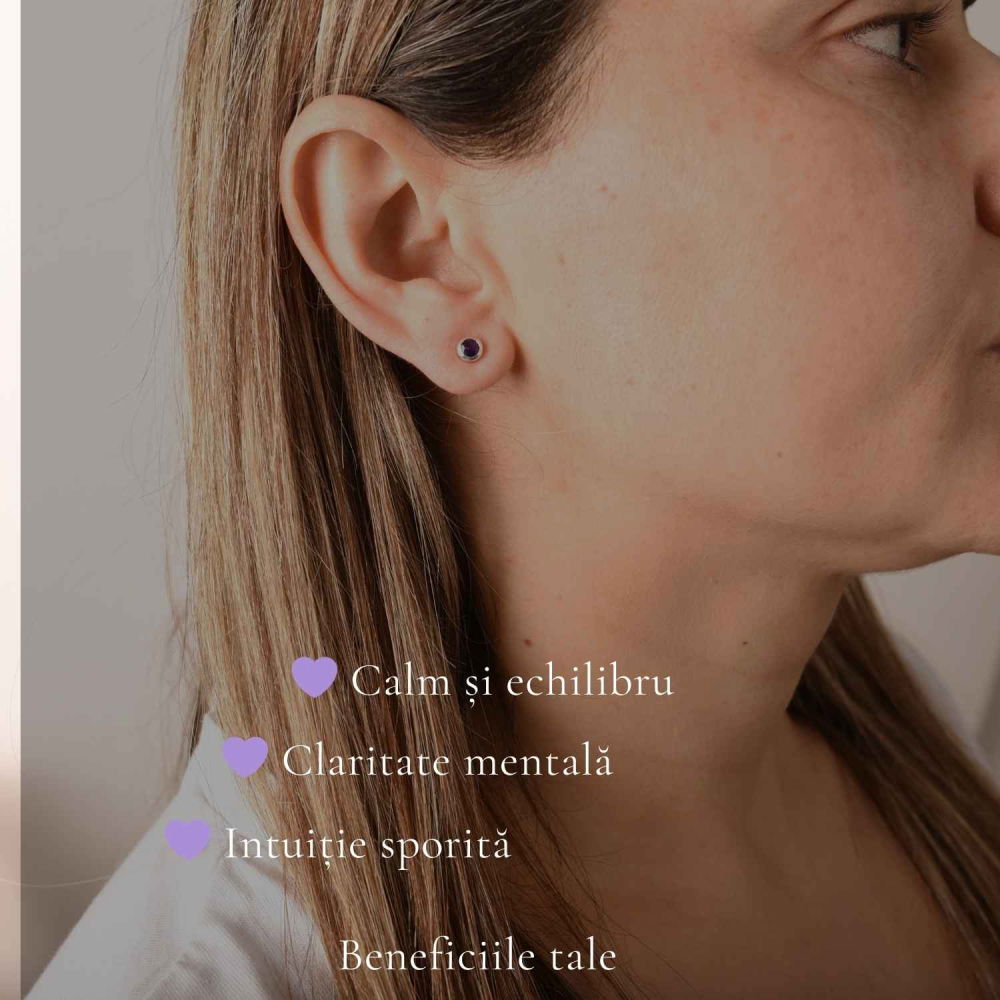 Cercei Argint 925 cu Ametist Fatetat Bobita – Claritate si Energie Pozitiva [3]
