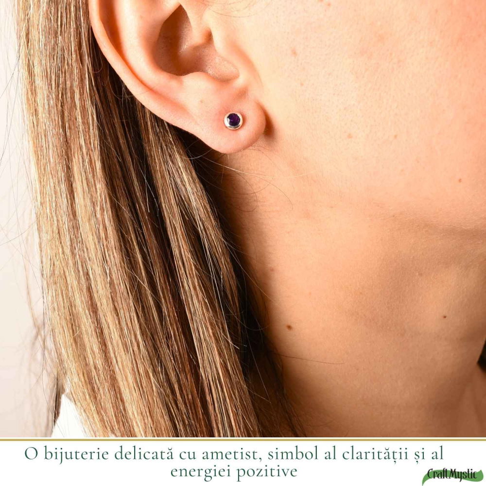 Cercei Argint 925 cu Ametist Fatetat Bobita – Claritate si Energie Pozitiva [2]