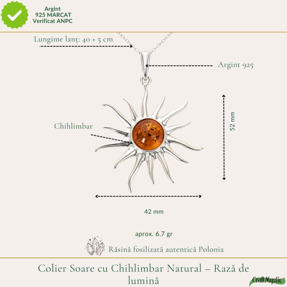 Colier argint 925 Soare cu chihlimbar natural – Energie si vitalitate solara [4]