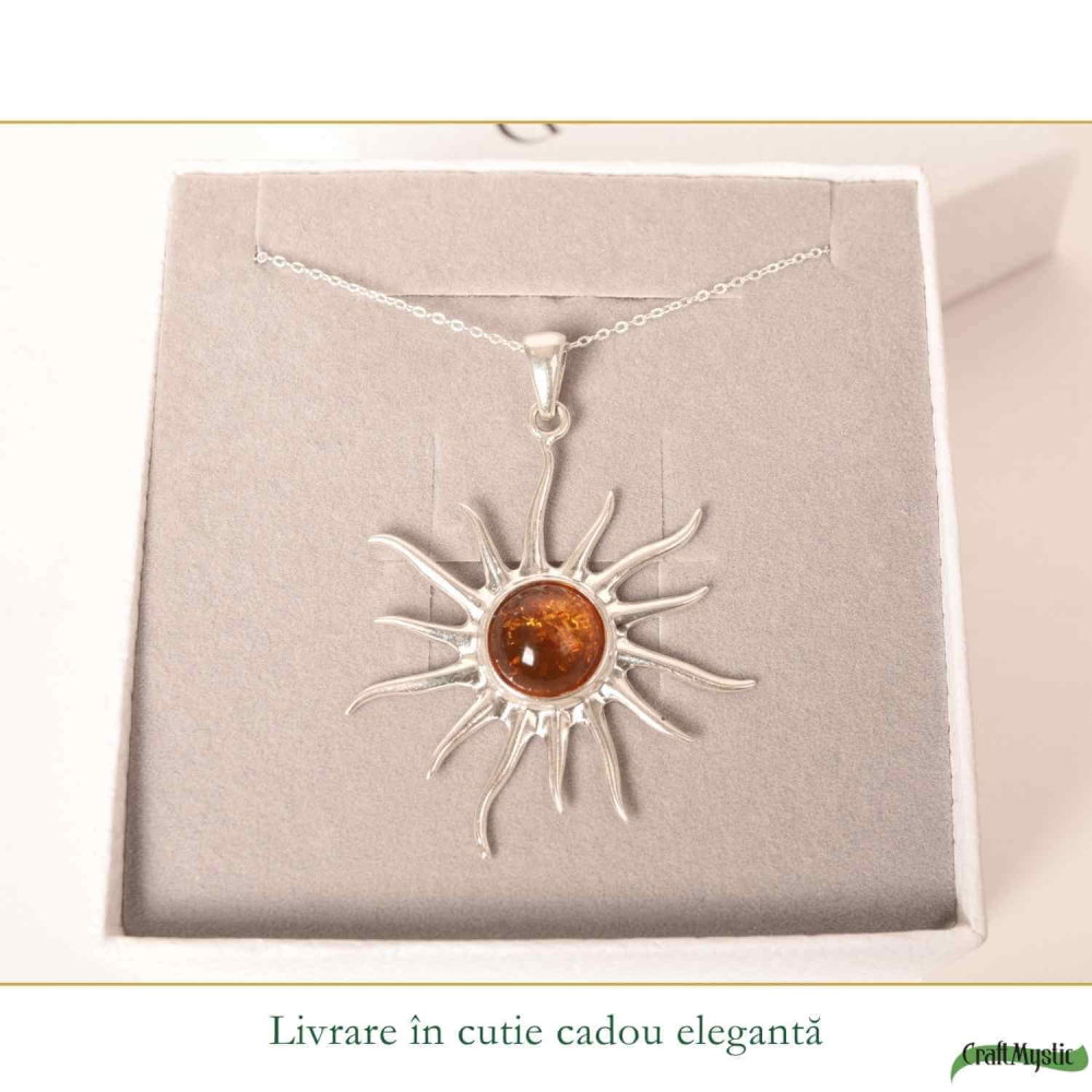 Colier argint 925 Soare cu chihlimbar natural – Energie si vitalitate solara [6]