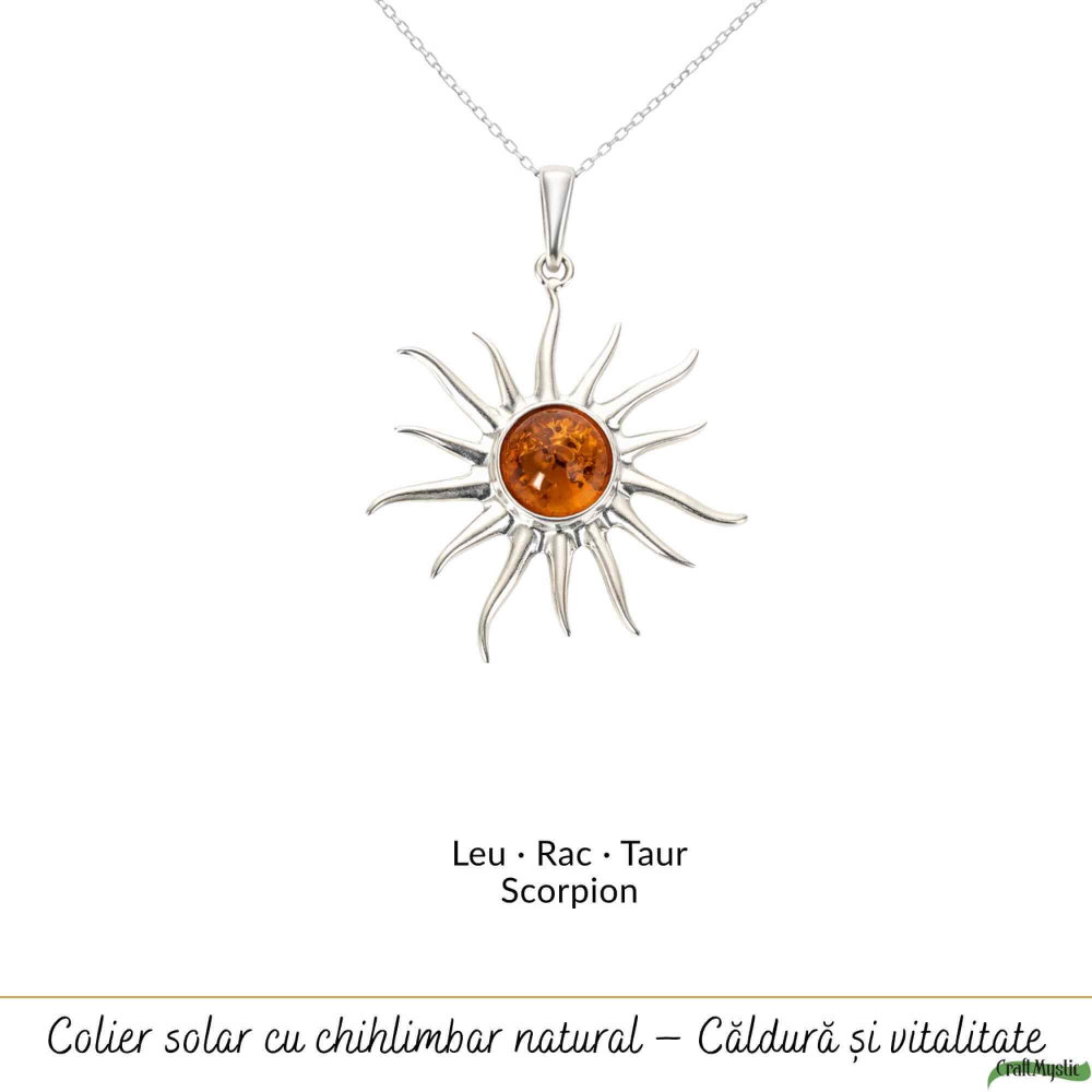 Colier argint 925 Soare cu chihlimbar natural – Energie si vitalitate solara [5]