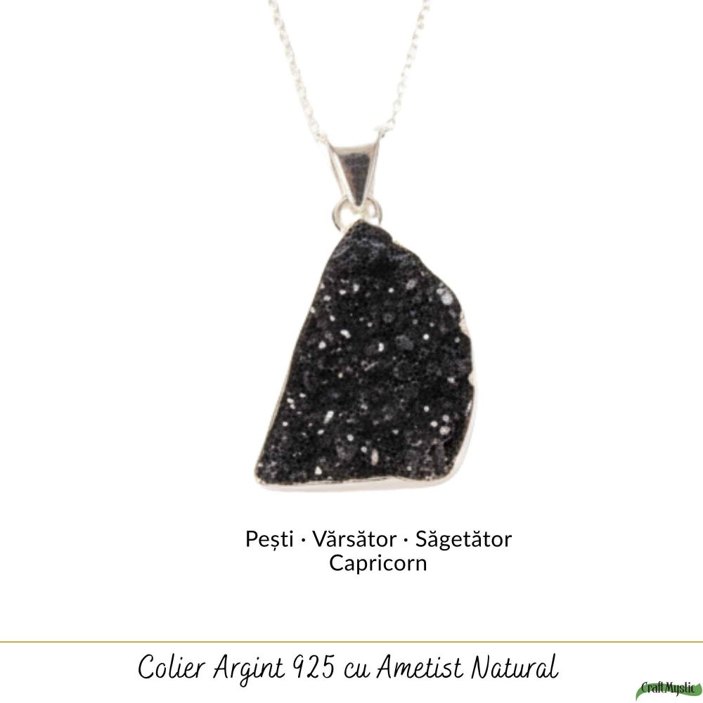 Colier Argint 925 cu Ametist Druzy Natural – Energie de Calm si Claritate [5]