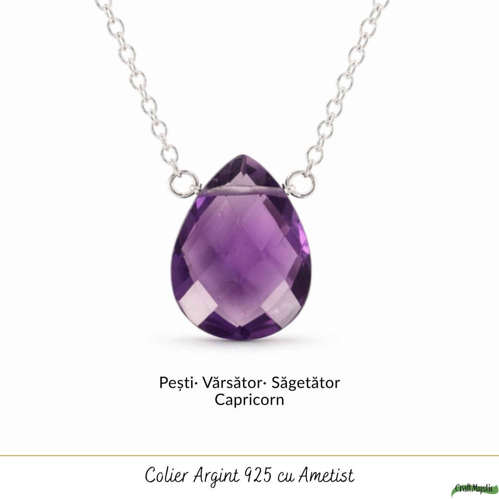 Colier argint 925 cu ametist lacrima – liniste si echilibru emotional [5]