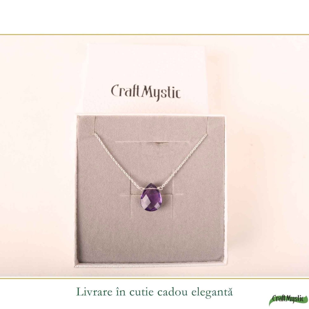 Colier argint 925 cu ametist lacrima – liniste si echilibru emotional [6]