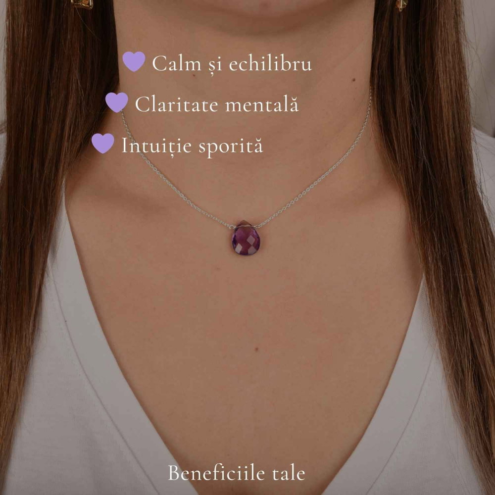 Colier argint 925 cu ametist lacrima – liniste si echilibru emotional [3]
