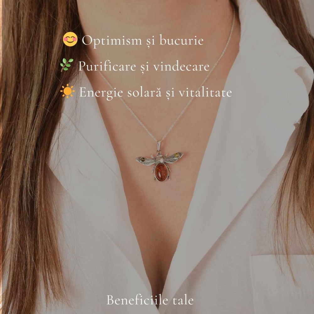 Colier Argint 925 Albina cu Chihlimbar Natural – Energie si Bucurie Solara [3]