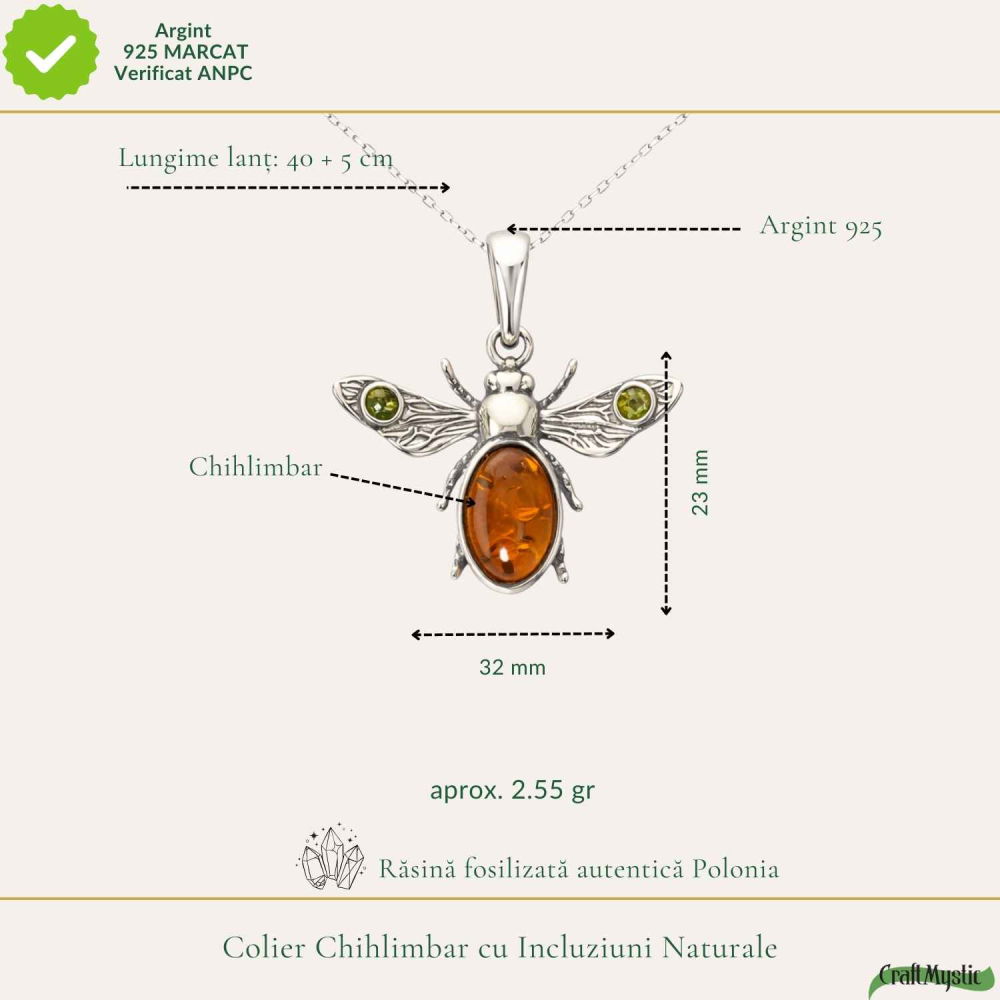 Colier Argint 925 Albina cu Chihlimbar Natural – Energie si Bucurie Solara [4]