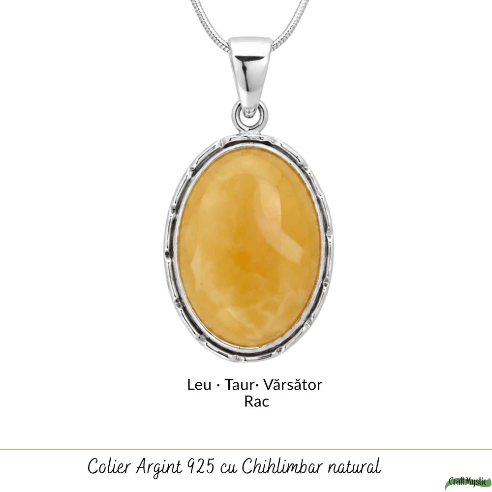 Colier Argint 925 Oval cu Chihlimbar Galben – Energie Pozitiva si Protectie [5]