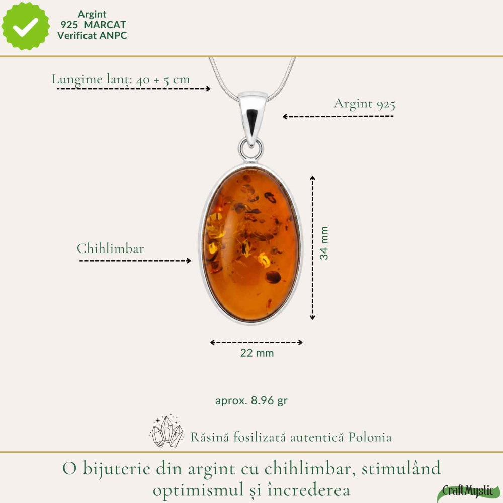 Colier Argint 925 cu Chihlimbar – Energie Pozitiva si Echilibru Interior [4]