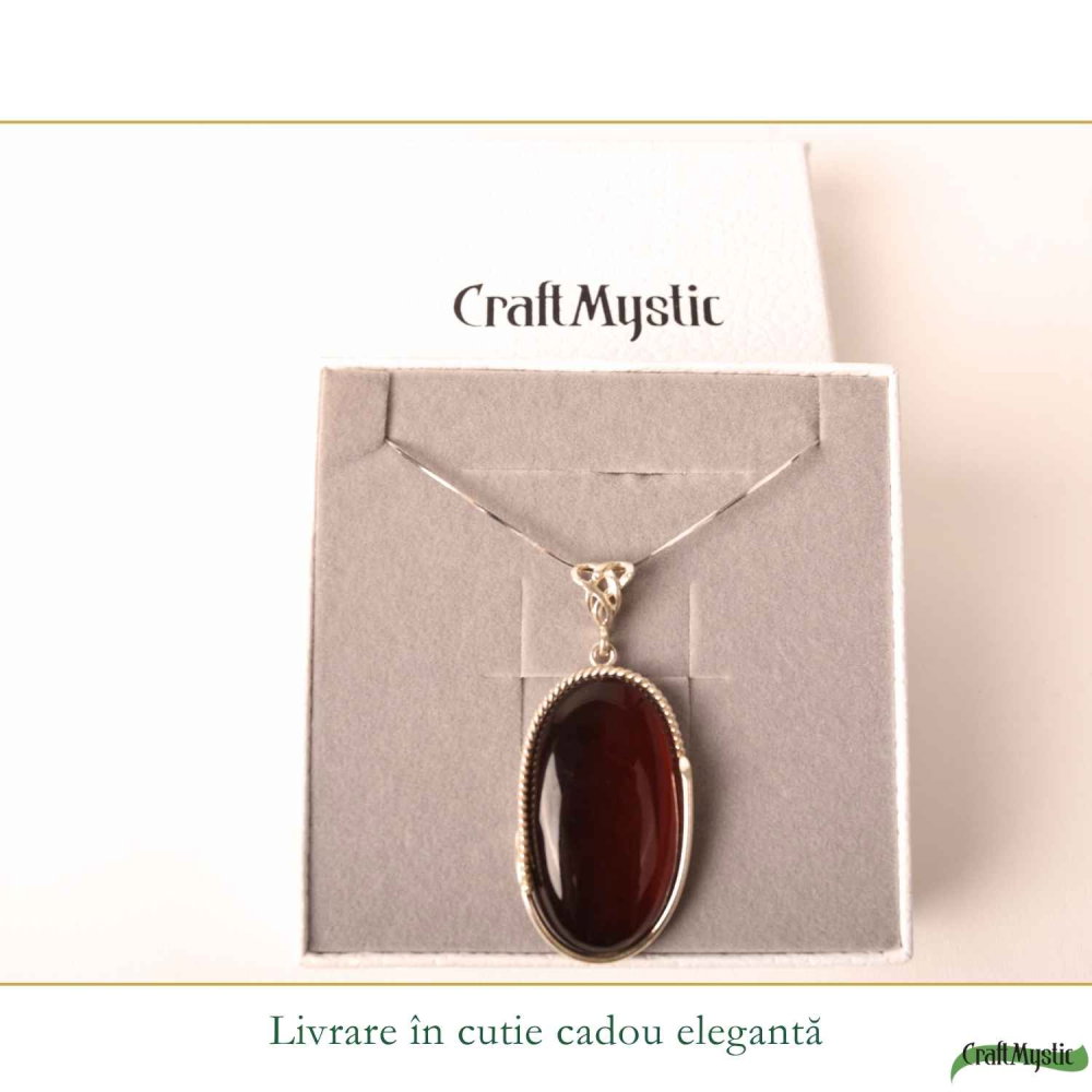 Colier Argint 925 Oval cu Chihlimbar Cherry – Energie Pozitiva si Protectie [6]