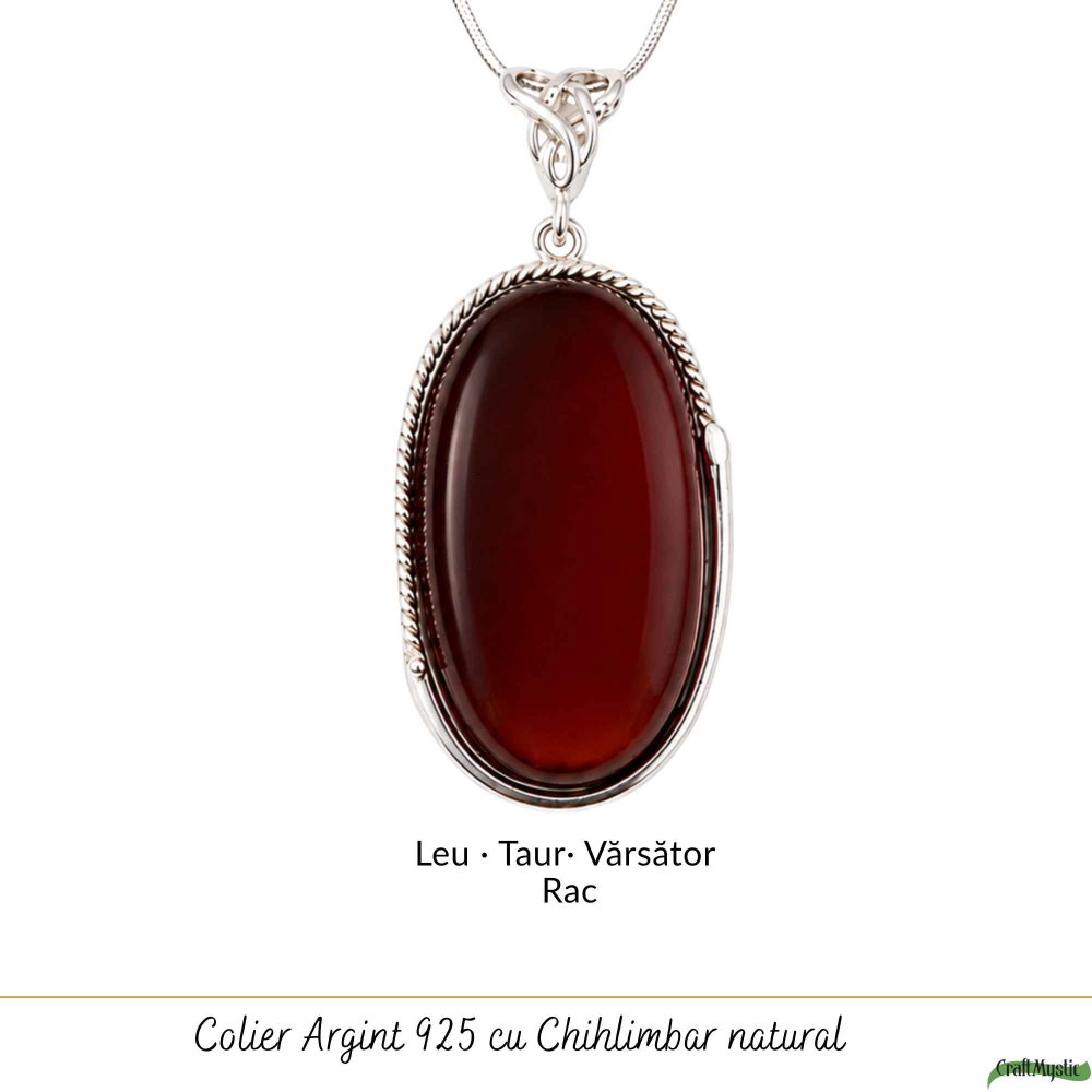 Colier Argint 925 Oval cu Chihlimbar Cherry – Energie Pozitiva si Protectie [5]
