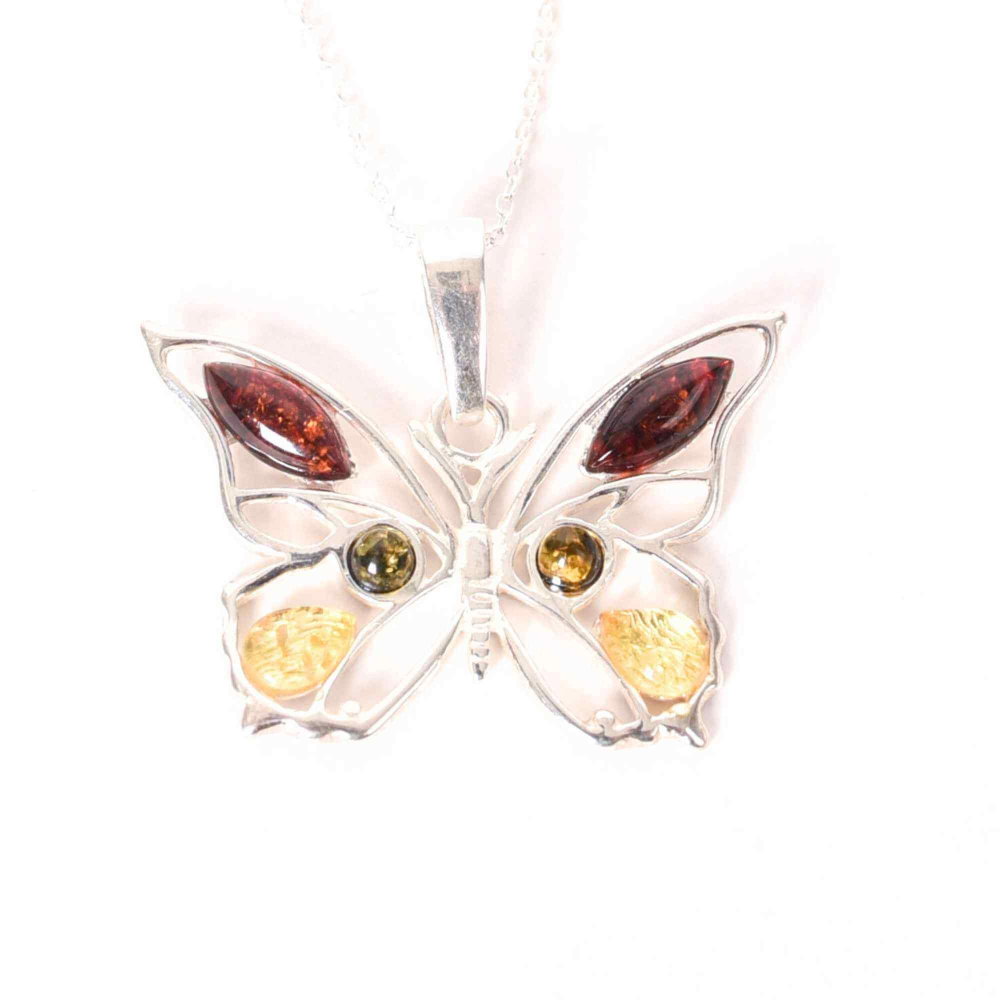 Colier argint 925 fluture cu chihlimbar natural – Transformare si vitalitate [1]