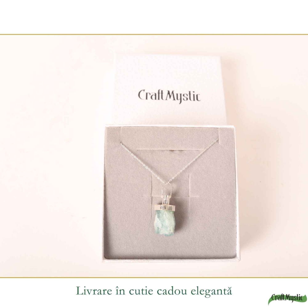 Colier Argint 925 cu Acvamarin Brut Natural – Claritate si Calm Interior [6]