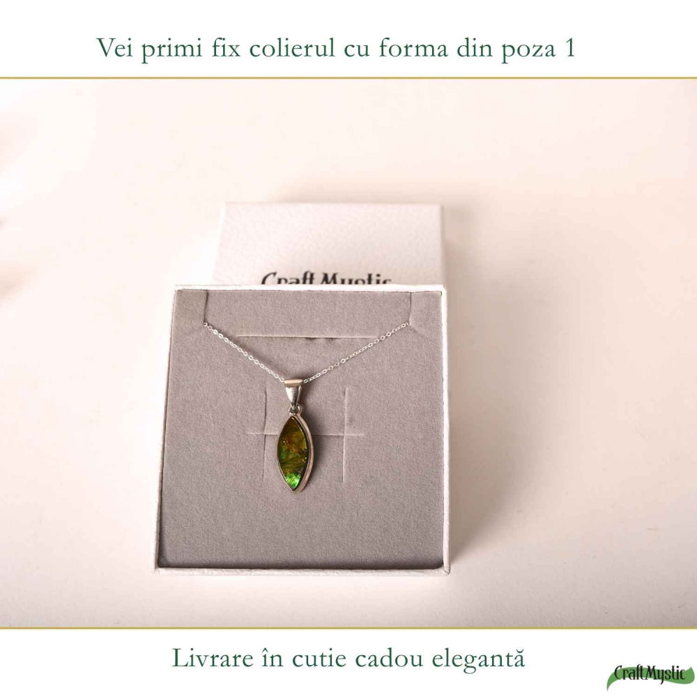 Colier Argint 925 cu Amolit Natural Oval – Prosperitate, Protectie si Energie Pozitiva [6]