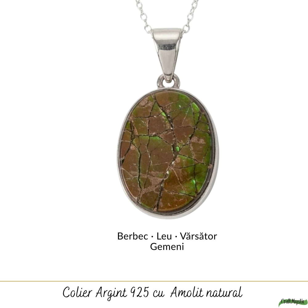 Colier Argint 925 cu Amolit Natural Oval – Prosperitate, Protectie si Energie Pozitiva [5]