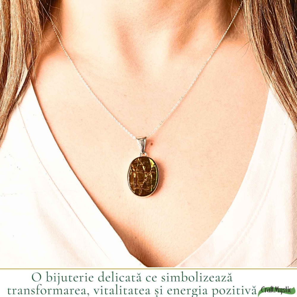 Colier Argint 925 cu Amolit Natural Oval – Prosperitate, Protectie si Energie Pozitiva [2]