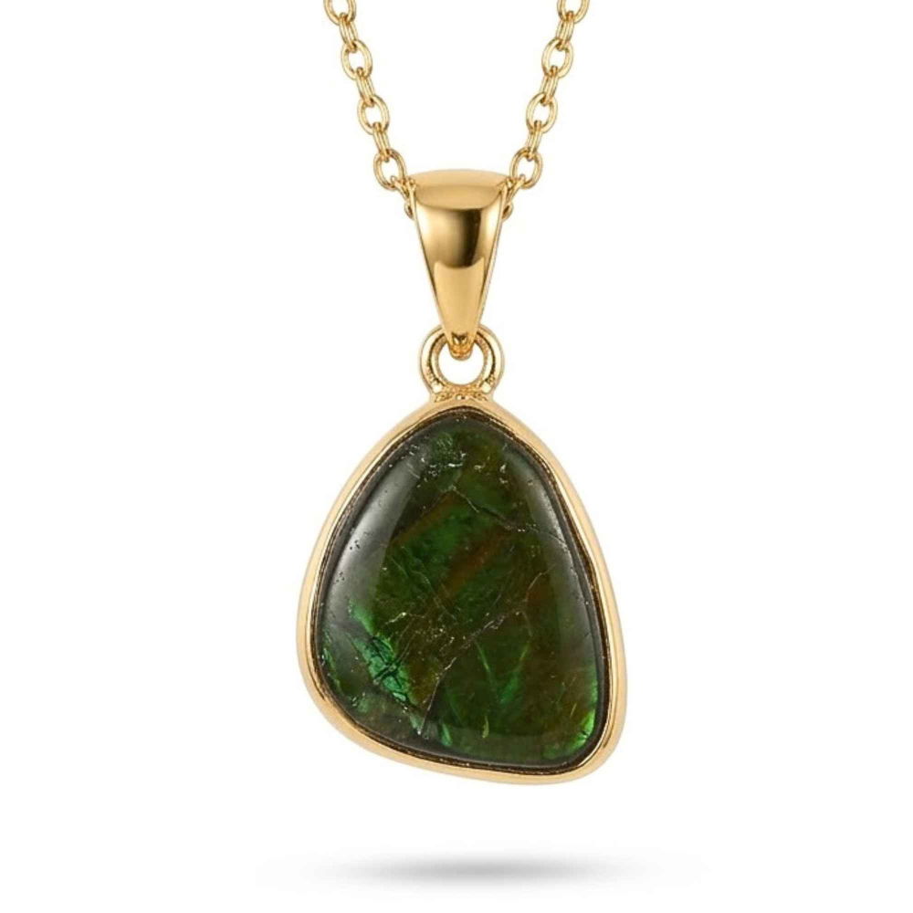 Colier Argint 925 Placat Aur 18K cu Amolit Natural Brut – Energie, Prosperitate si Protectie [1]