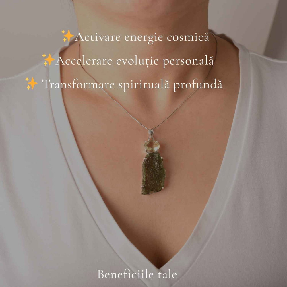 Colier Argint 925 cu Moldavit si Piatra Desertului Libian – Energie si Transformare [3]