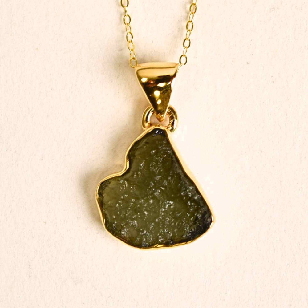 Colier argint 925 placat aur 18k cu Moldavit natural - 2.21 g [1]