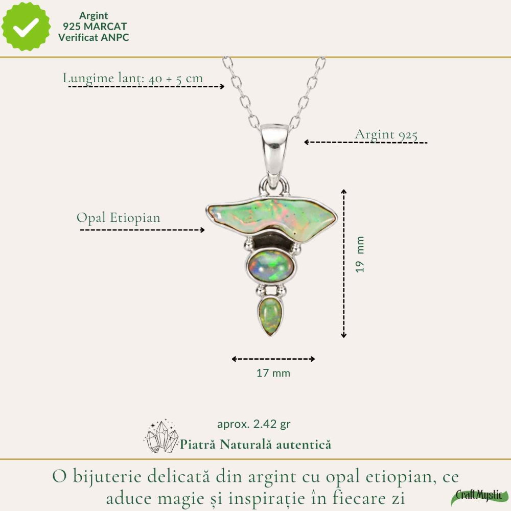 Colier Argint 925 cu Triplu Opal Etiopian – Magie, Inspiratie si Creativitate [4]