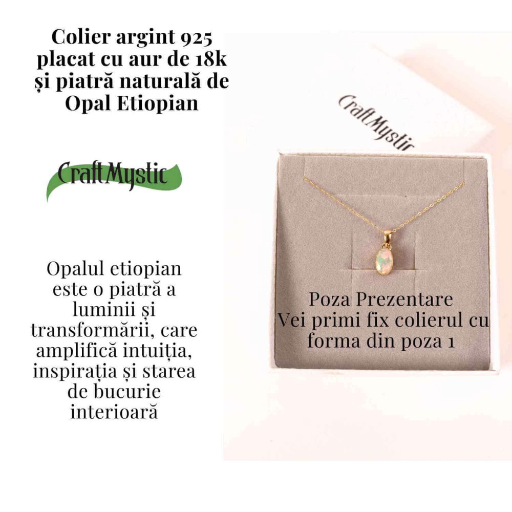 Colier Argint 925 placat cu aur 18K cu Opal Etiopian Fatetat Hexagonal – Protectie, Lumina si Armonie Divina [3]