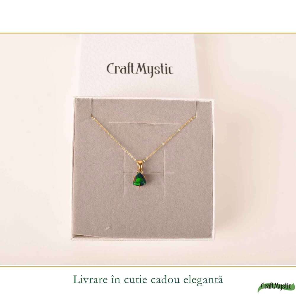 Colier Argint 925 Placat cu Aur 18K cu Opal Negru Triunghi – Protectie si Claritate [6]