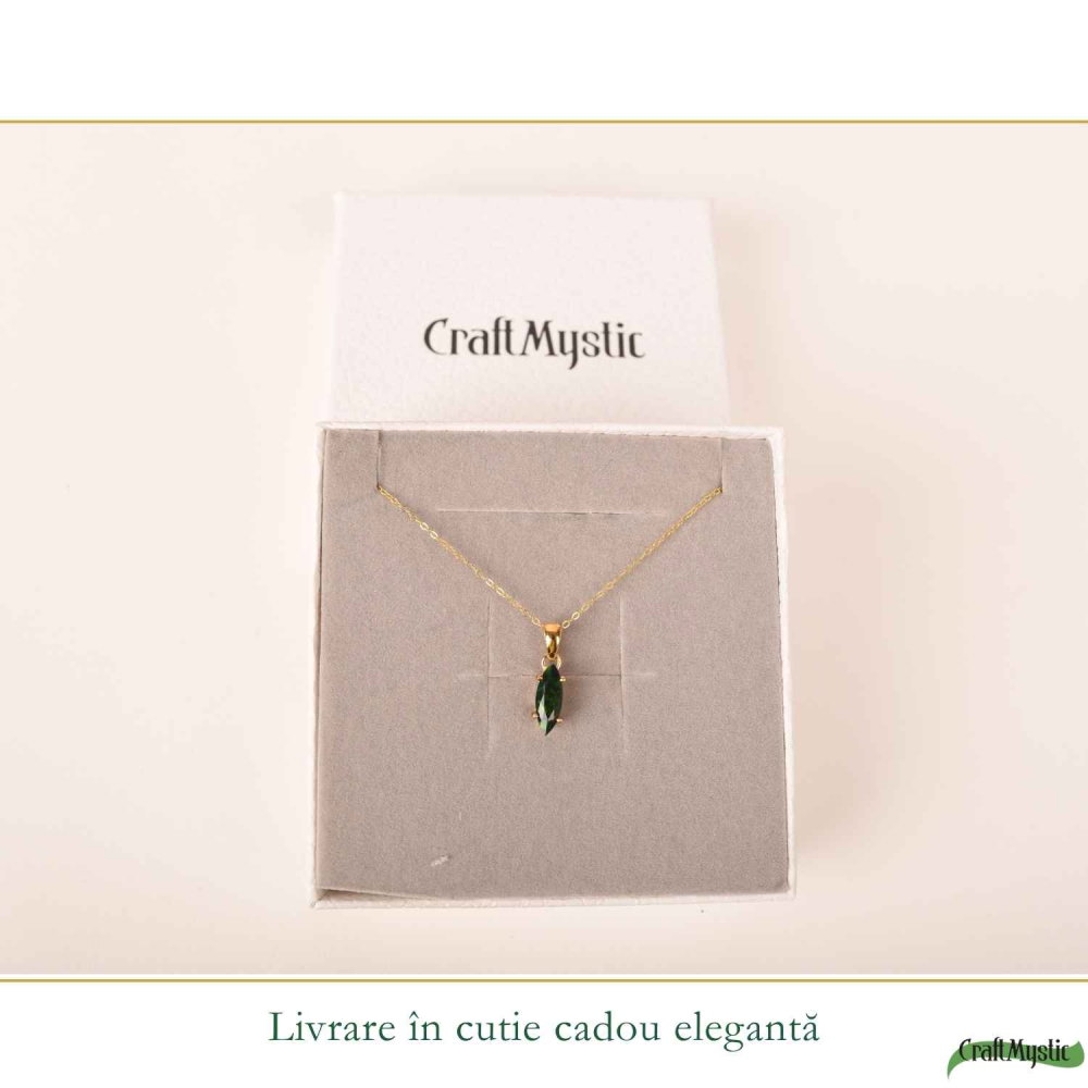 Colier Delicat din Argint 925 Placat cu Aur 18K cu Opal Negru – Eleganta si Protectie [6]