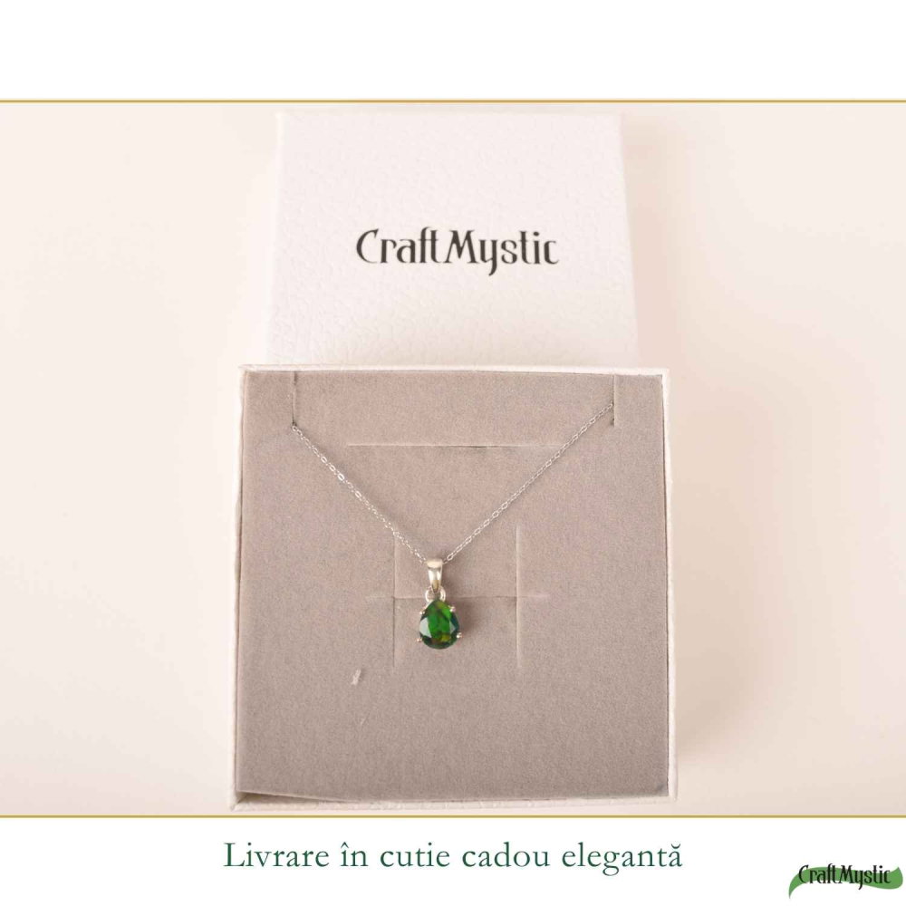 Colier Argint 925 cu Opal Negru Lacrima – Eleganta si Protectie Energetica [6]