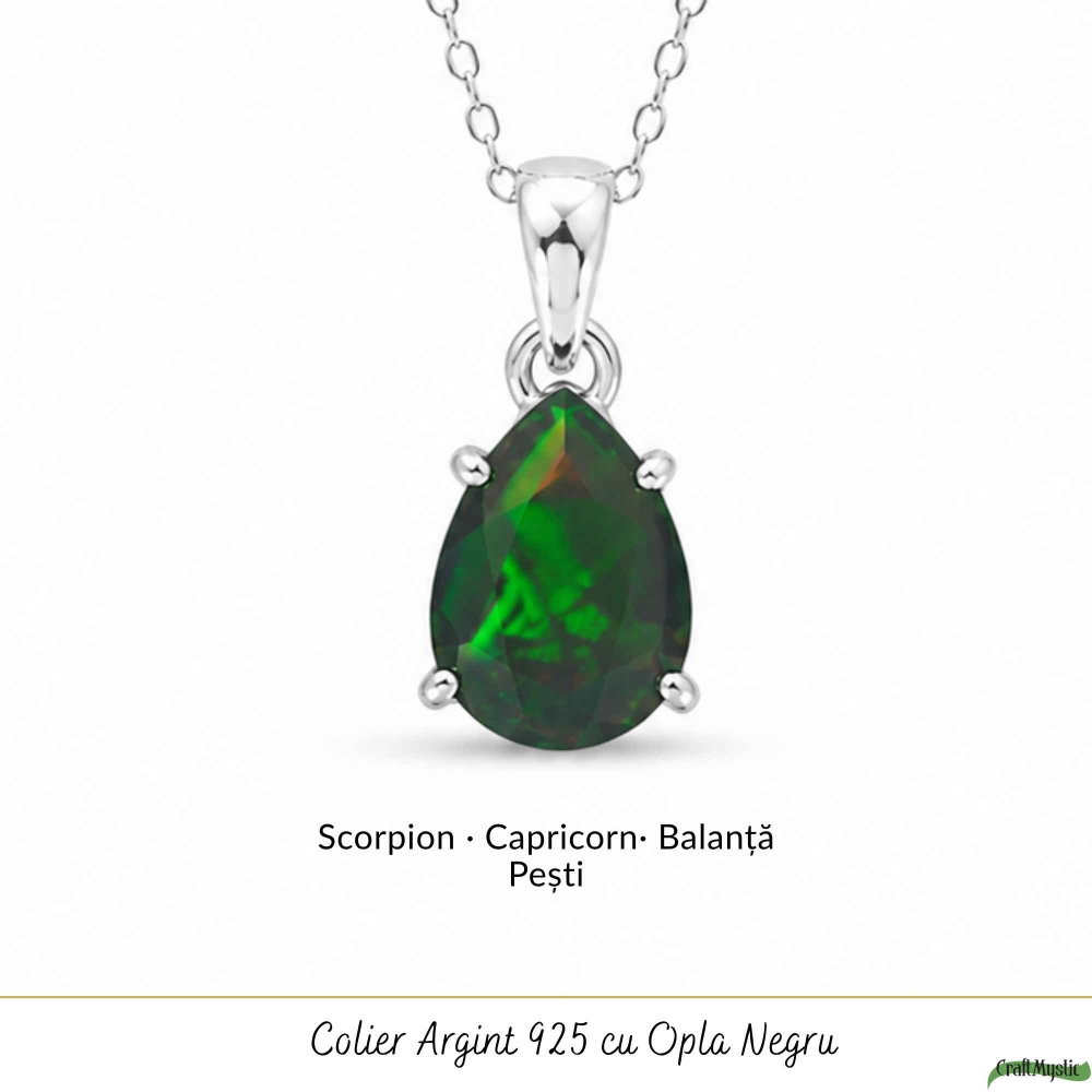 Colier Argint 925 cu Opal Negru Lacrima – Eleganta si Protectie Energetica [5]