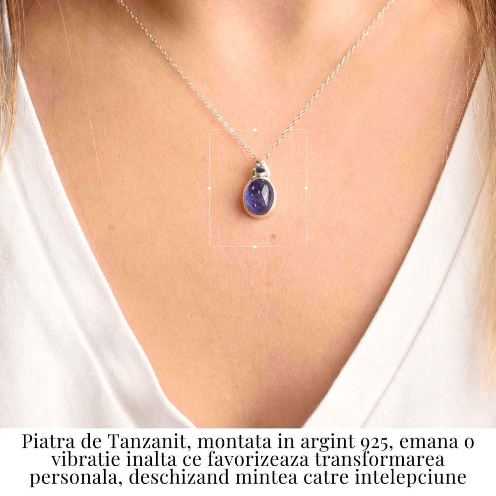 Colier argint 925 cu piatra naturala Tanzanit oval – Claritate si Transformare Interioara [2]