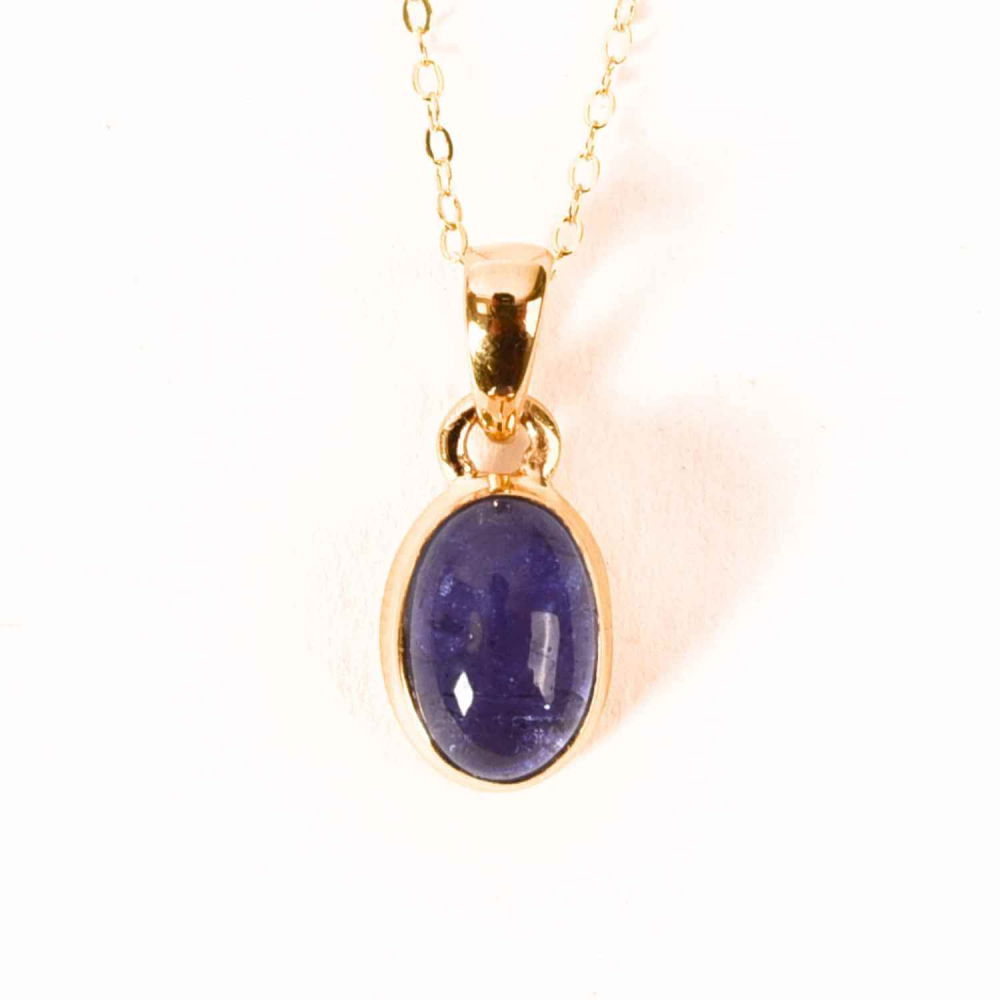 Colier Argint 925 placat cu Aur 18K si Tanzanit Oval – Echilibru si Claritate Spirituala [1]