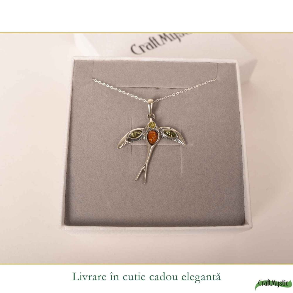 Colier Argint 925 Randunica cu Chihlimbar Natural – Libertate si Vitalitate [6]